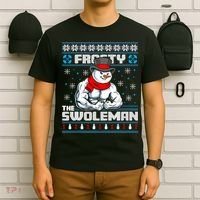 Frosty Swoleman Funny Christmas Workout Gym Weight Lifting T-Shirt thumb 6