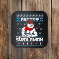 Frosty Swoleman Funny Christmas Workout Gym Weight Lifting Coaster thumb 0