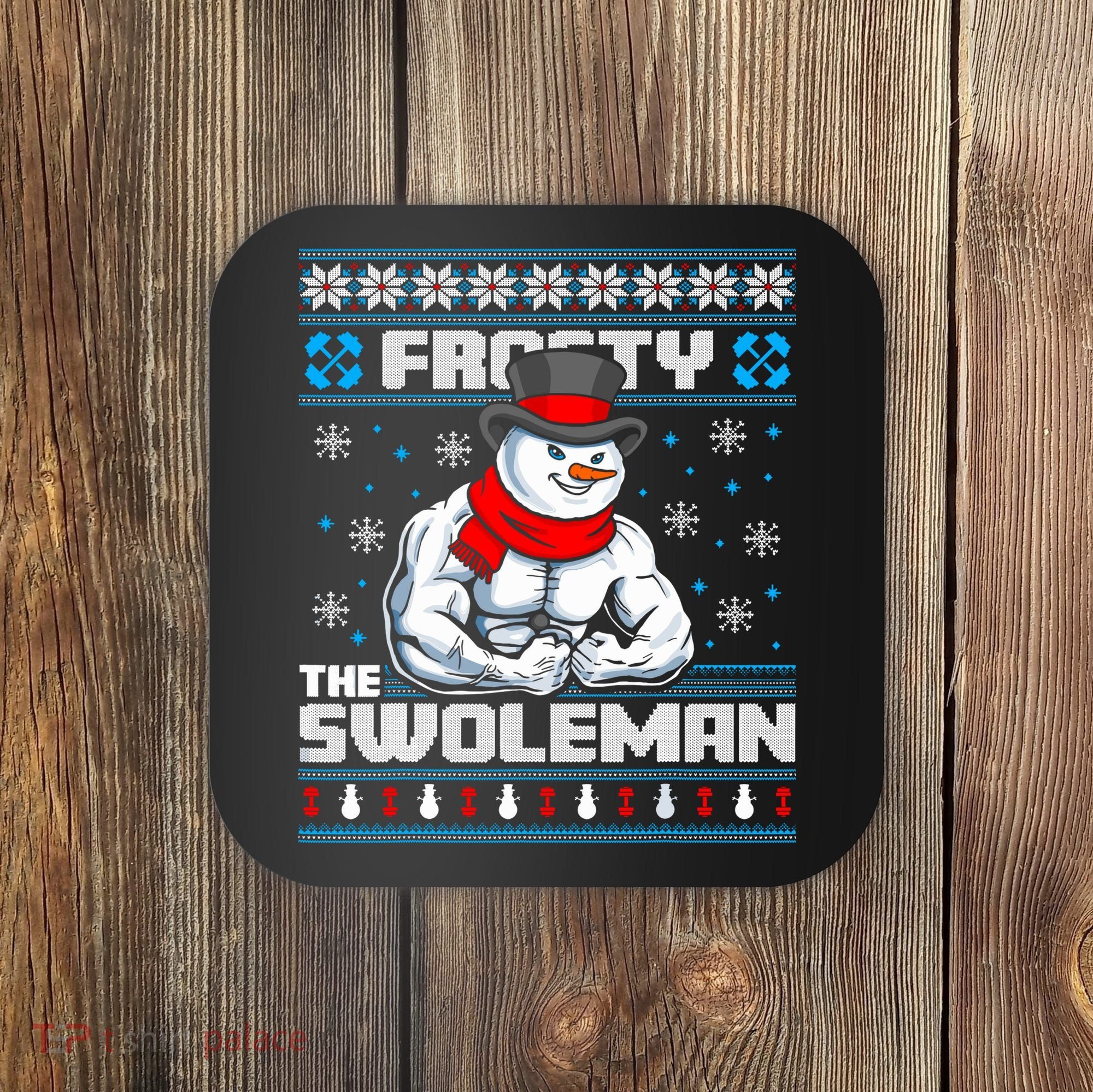 Frosty Swoleman Funny Christmas Workout Gym Weight Lifting Coaster