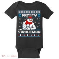 Frosty Swoleman Funny Christmas Workout Gym Weight Lifting Baby Bodysuit thumb 0