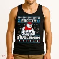 Frosty Swoleman Funny Christmas Workout Gym Weight Lifting Tank Top thumb 3