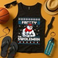 Frosty Swoleman Funny Christmas Workout Gym Weight Lifting Tank Top thumb 4