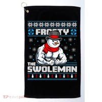 Frosty Swoleman Funny Christmas Workout Gym Weight Lifting Golf Towel thumb 0