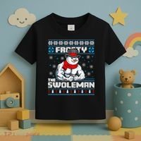 Frosty Swoleman Funny Christmas Workout Gym Weight Lifting Toddler T-Shirt thumb 3