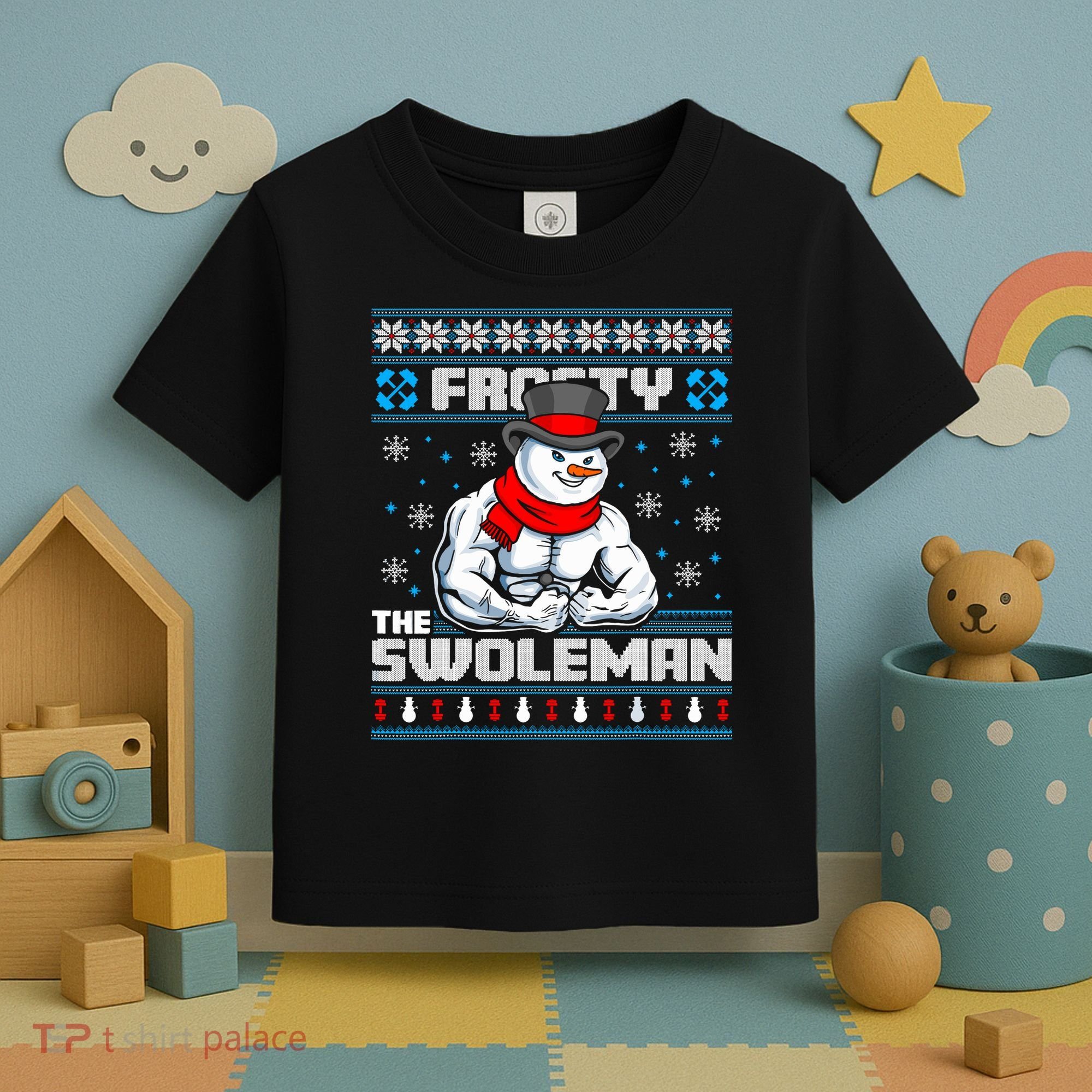 Frosty Swoleman Funny Christmas Workout Gym Weight Lifting Toddler T-Shirt