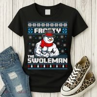Frosty Swoleman Funny Christmas Workout Gym Weight Lifting Women's T-Shirt thumb 3