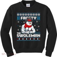 Frosty Swoleman Funny Christmas Workout Gym Weight Lifting Kids Sweatshirt thumb 0