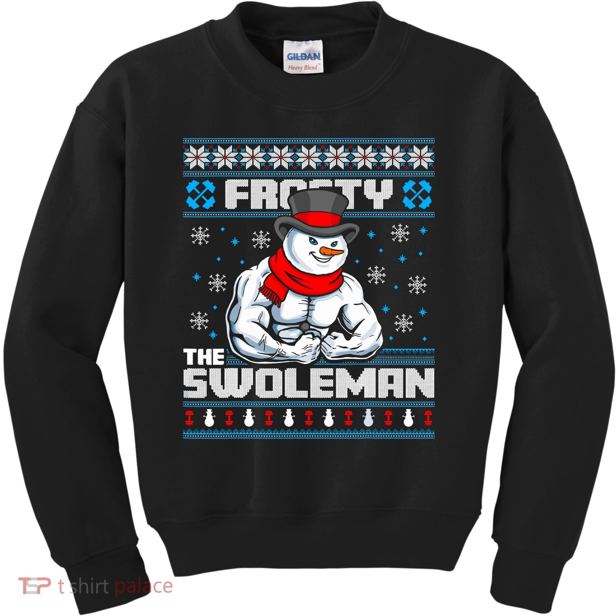 Frosty Swoleman Funny Christmas Workout Gym Weight Lifting Kids Sweatshirt