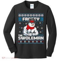 Frosty Swoleman Funny Christmas Workout Gym Weight Lifting Kids Long Sleeve Shirt thumb 0