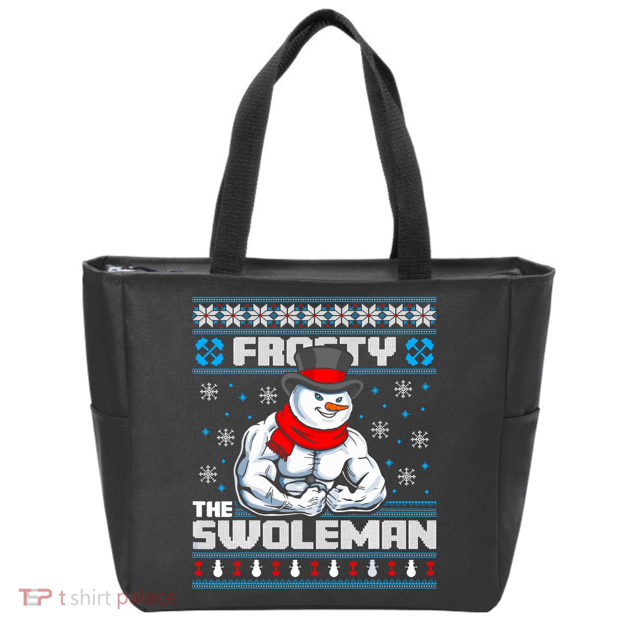 Frosty Swoleman Funny Christmas Workout Gym Weight Lifting Tote Bag