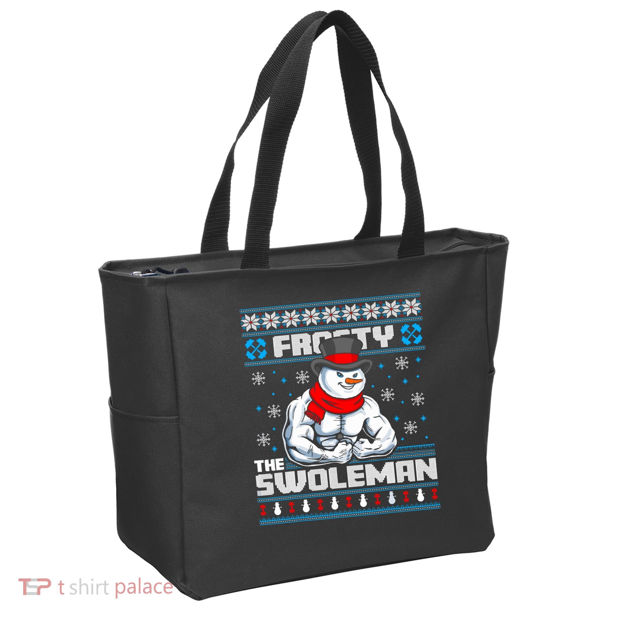 Frosty Swoleman Funny Christmas Workout Gym Weight Lifting Tote Bag