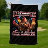 Funny Sayings For Adult Experienced Cock Handler Meme Dank Golf Towel thumb 1