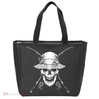 Fishing Skull Tote Bag