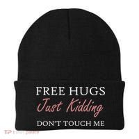 Funny Sarcastic Free Hugs Just Ding Don't Touch Me Gift Beanie thumb 0