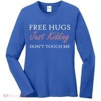 Funny Sarcastic Free Hugs Just Ding Don't Touch Me Gift Women's Long Sleeve Shirt thumb 0