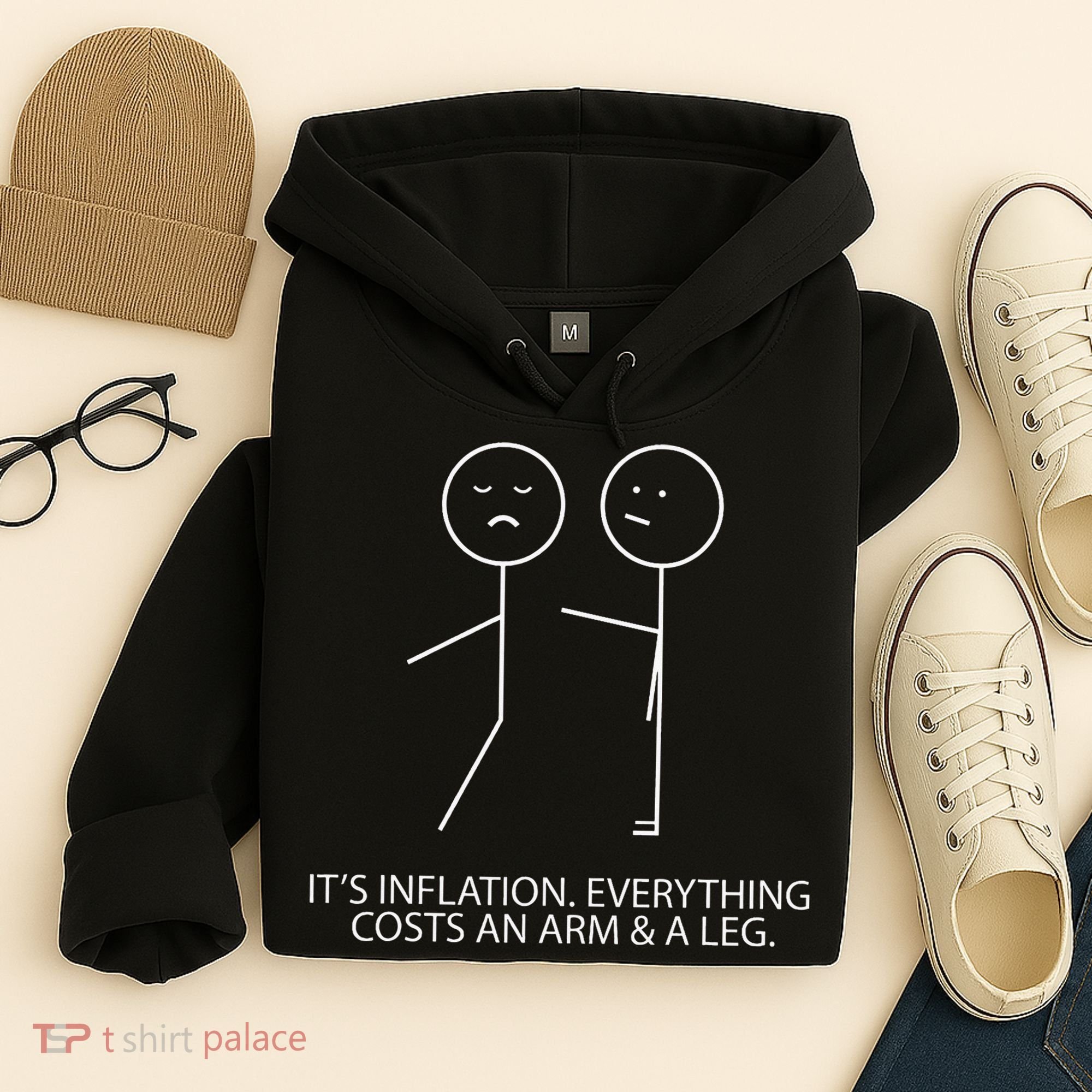 Funny Stick Figure Inflation Cost Arm And A Leg Pun Humor Hoodie