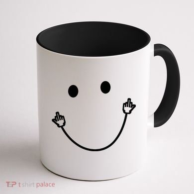Funny Smile Face Middle Finger Sarcasm Meme Quote Gift Coffee Mug back