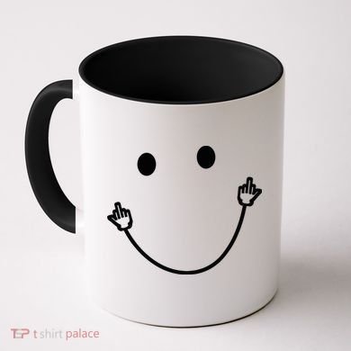 Funny Smile Face Middle Finger Sarcasm Meme Quote Gift Coffee Mug