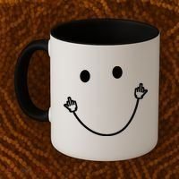 Funny Smile Face Middle Finger Sarcasm Meme Quote Gift Coffee Mug thumb 2