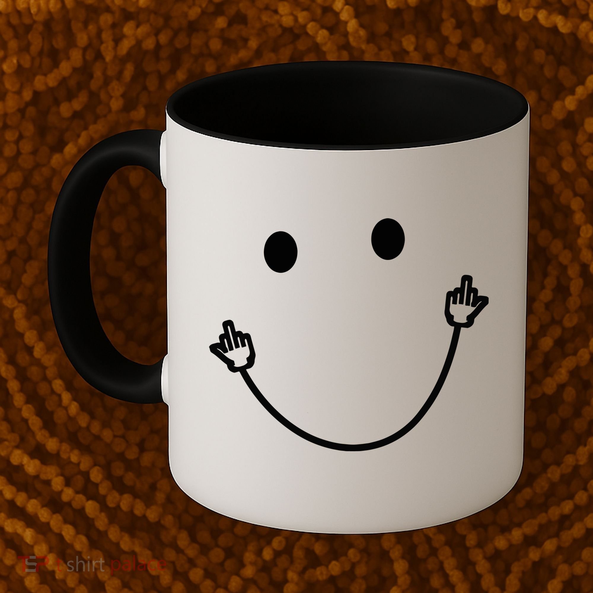 Funny Smile Face Middle Finger Sarcasm Meme Quote Gift Coffee Mug