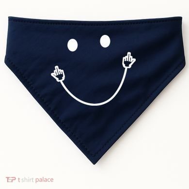 Funny Smile Face Middle Finger Sarcasm Meme Quote Gift USA-Made Doggie Bandana