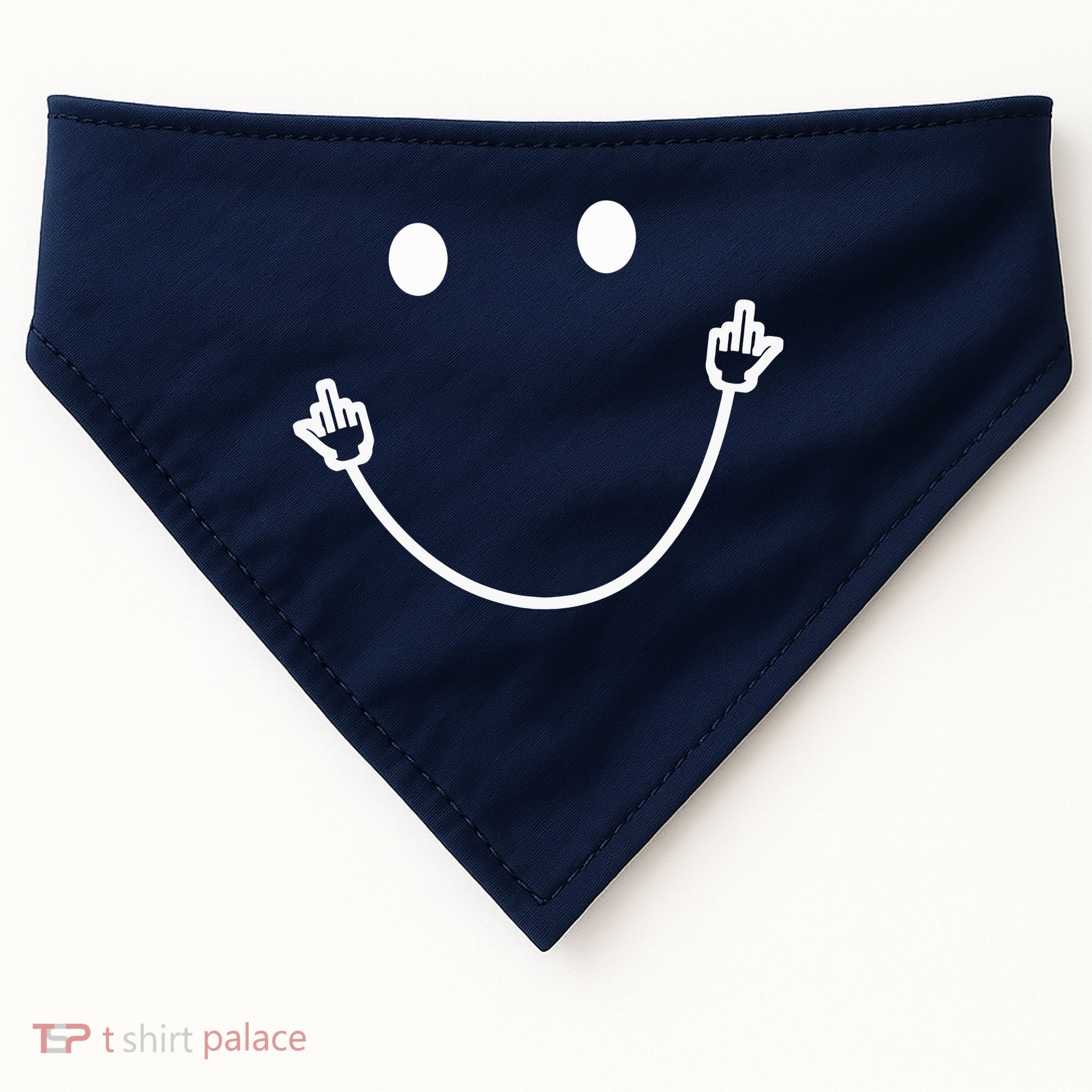 Funny Smile Face Middle Finger Sarcasm Meme Quote Gift USA-Made Doggie Bandana