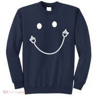 Funny Smile Face Middle Finger Sarcasm Meme Quote Gift Sweatshirt thumb 0