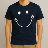 Funny Smile Face Middle Finger Sarcasm Meme Quote Gift T-Shirt thumb 3