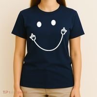 Funny Smile Face Middle Finger Sarcasm Meme Quote Gift T-Shirt thumb 4
