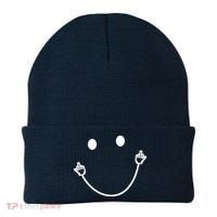 Funny Smile Face Middle Finger Sarcasm Meme Quote Gift Beanie thumb 0