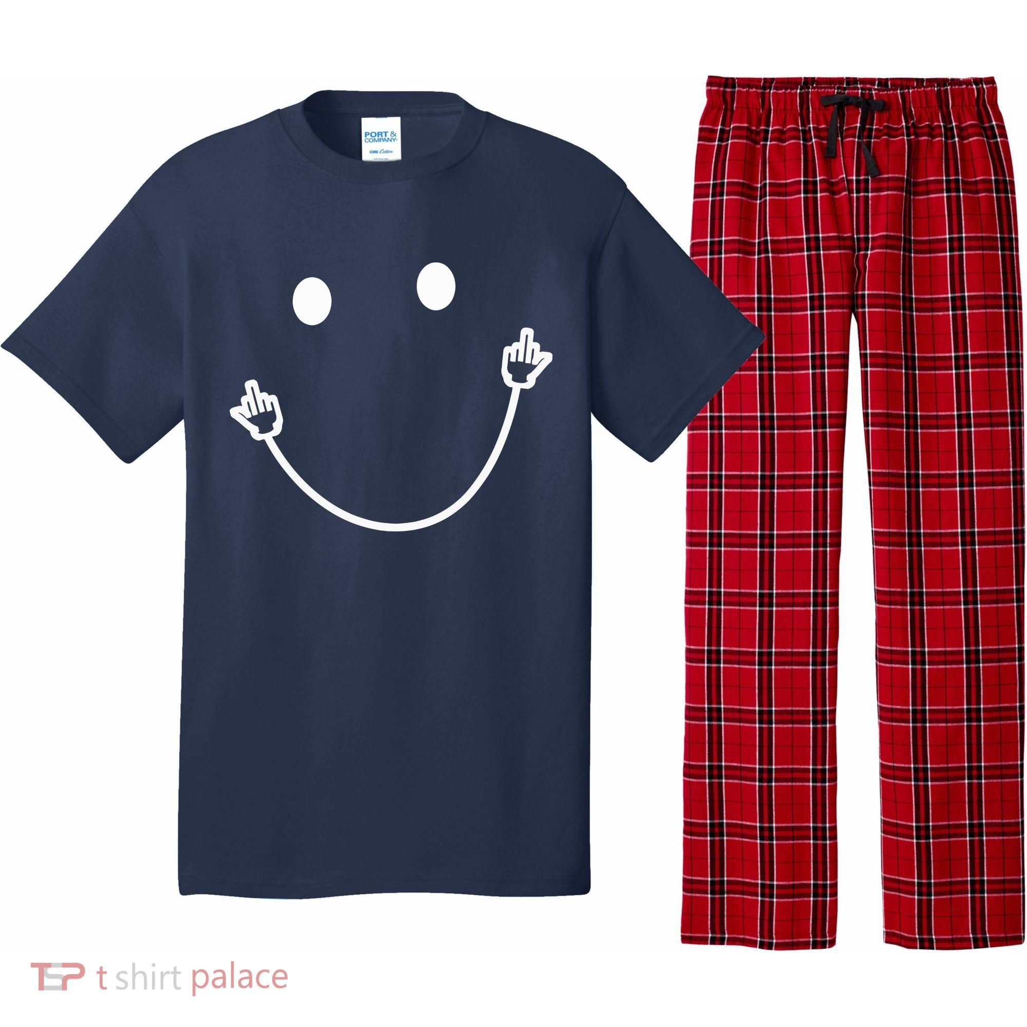 Funny Smile Face Middle Finger Sarcasm Meme Quote Gift Pajama Set
