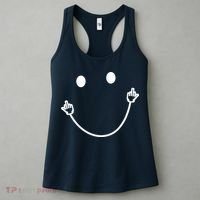 Funny Smile Face Middle Finger Sarcasm Meme Quote Gift Women's Tank Top thumb 3