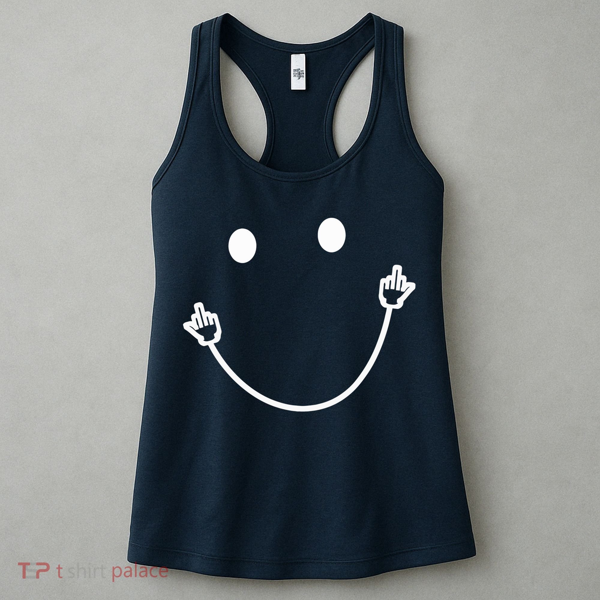 Funny Smile Face Middle Finger Sarcasm Meme Quote Gift Women's Tank Top
