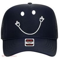 Funny Smile Face Middle Finger Sarcasm Meme Quote Gift Hat thumb 0