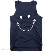 Funny Smile Face Middle Finger Sarcasm Meme Quote Gift Tank Top thumb 0