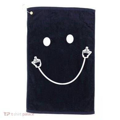 Funny Smile Face Middle Finger Sarcasm Meme Quote Gift Golf Towel