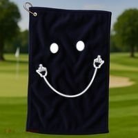 Funny Smile Face Middle Finger Sarcasm Meme Quote Gift Golf Towel thumb 1