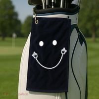 Funny Smile Face Middle Finger Sarcasm Meme Quote Gift Golf Towel thumb 2
