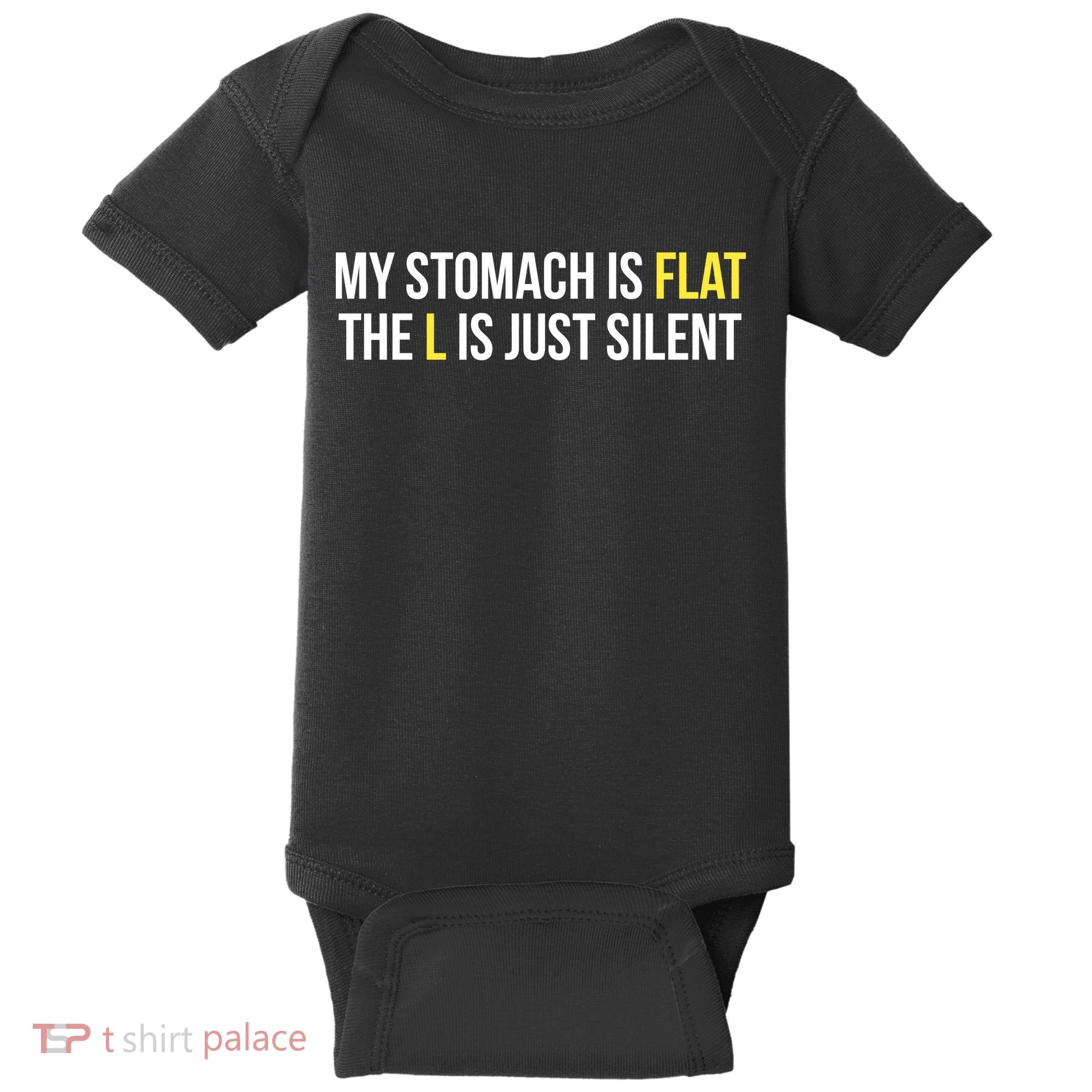 Flat Stomach Funny Saying Baby Bodysuit