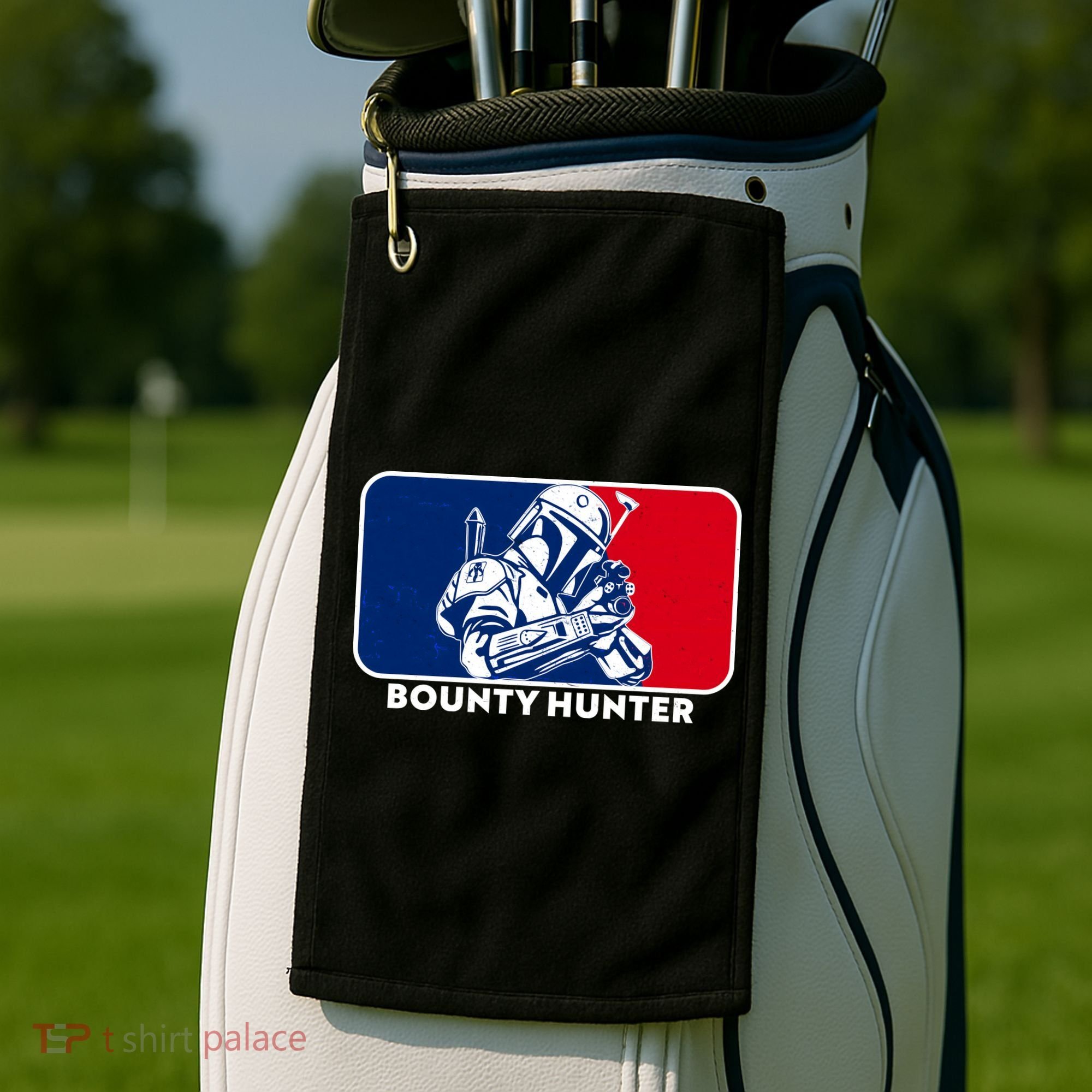 Funny Sci Fi Bounty Hunter Sports Logo Golf Towel