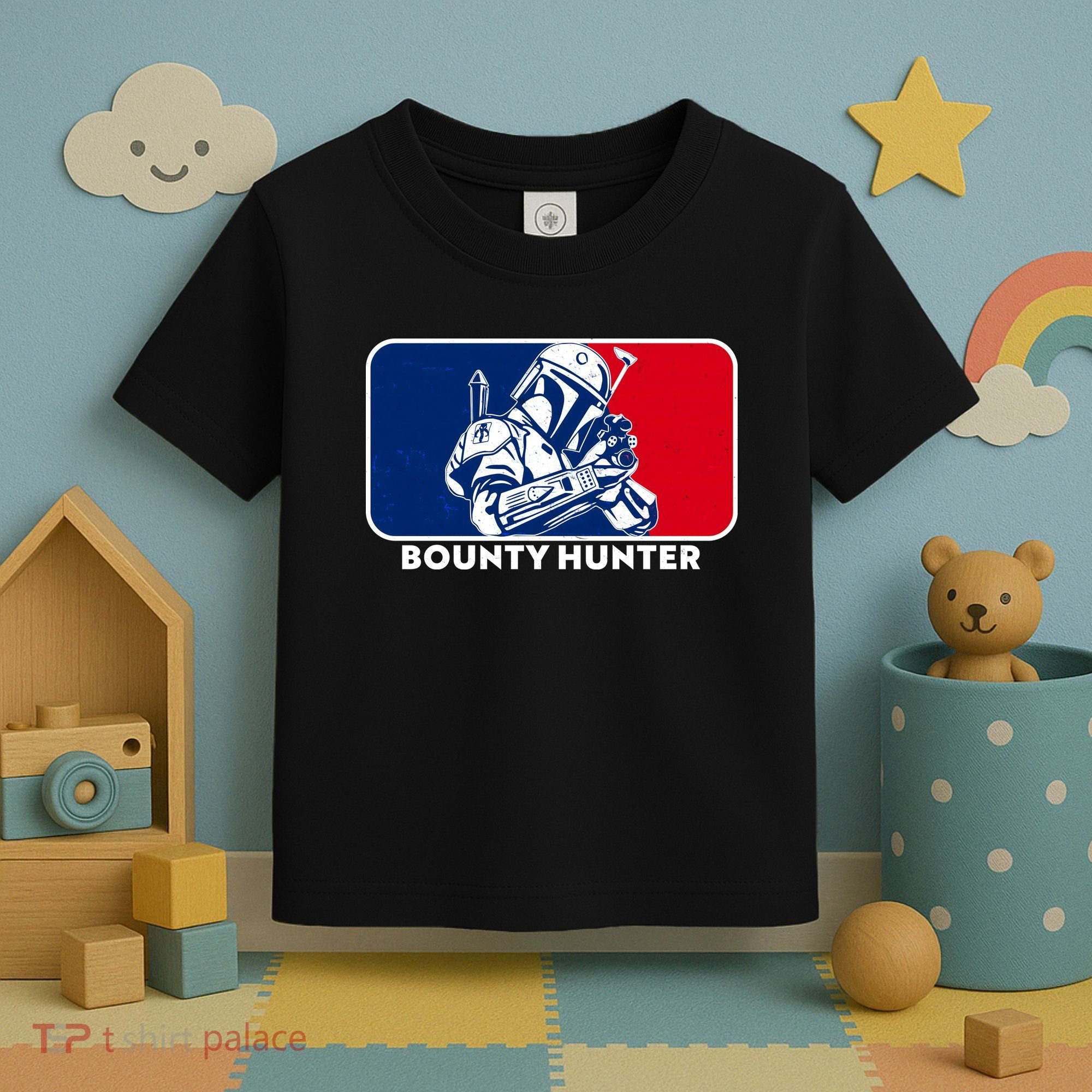 Funny Sci Fi Bounty Hunter Sports Logo Toddler T-Shirt