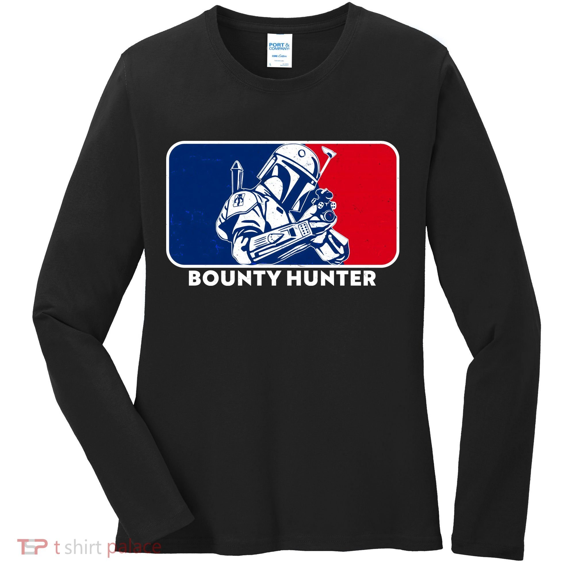 Funny Sci Fi Bounty Hunter Sports Logo Women's Long Sleeve Shirt