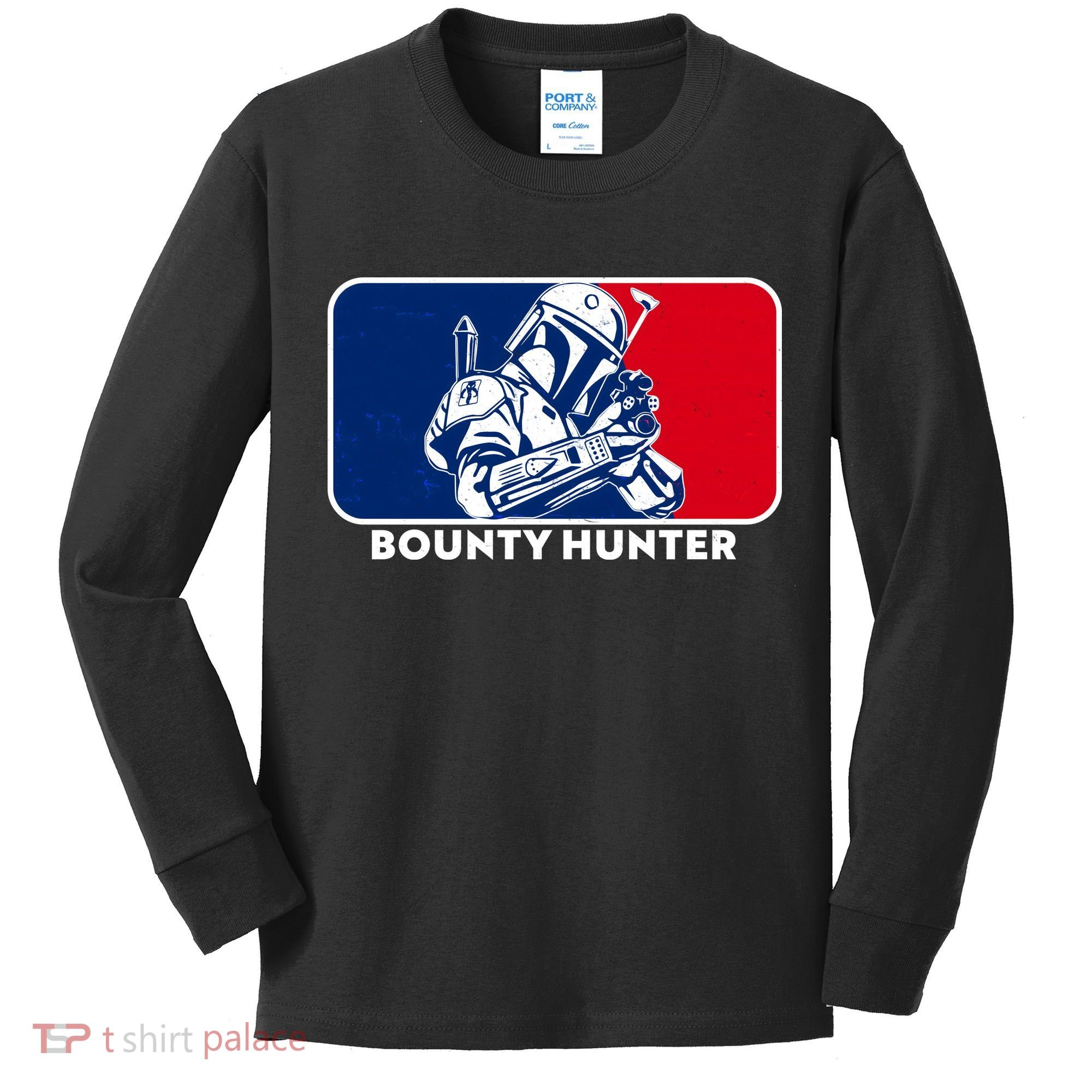 Funny Sci Fi Bounty Hunter Sports Logo Kids Long Sleeve Shirt