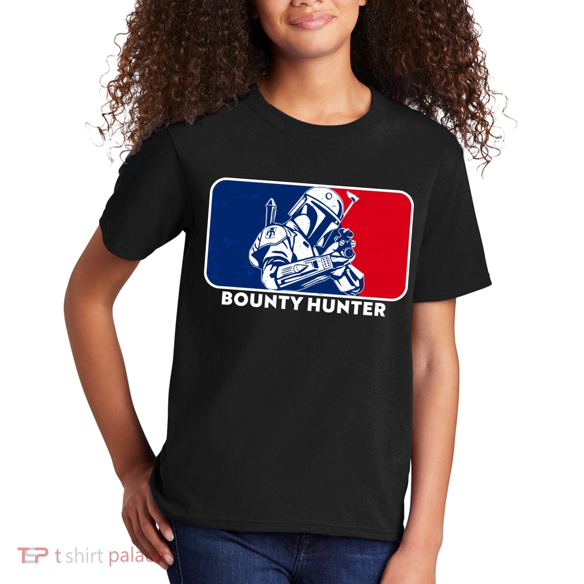 Funny Sci Fi Bounty Hunter Sports Logo Kids T-Shirt