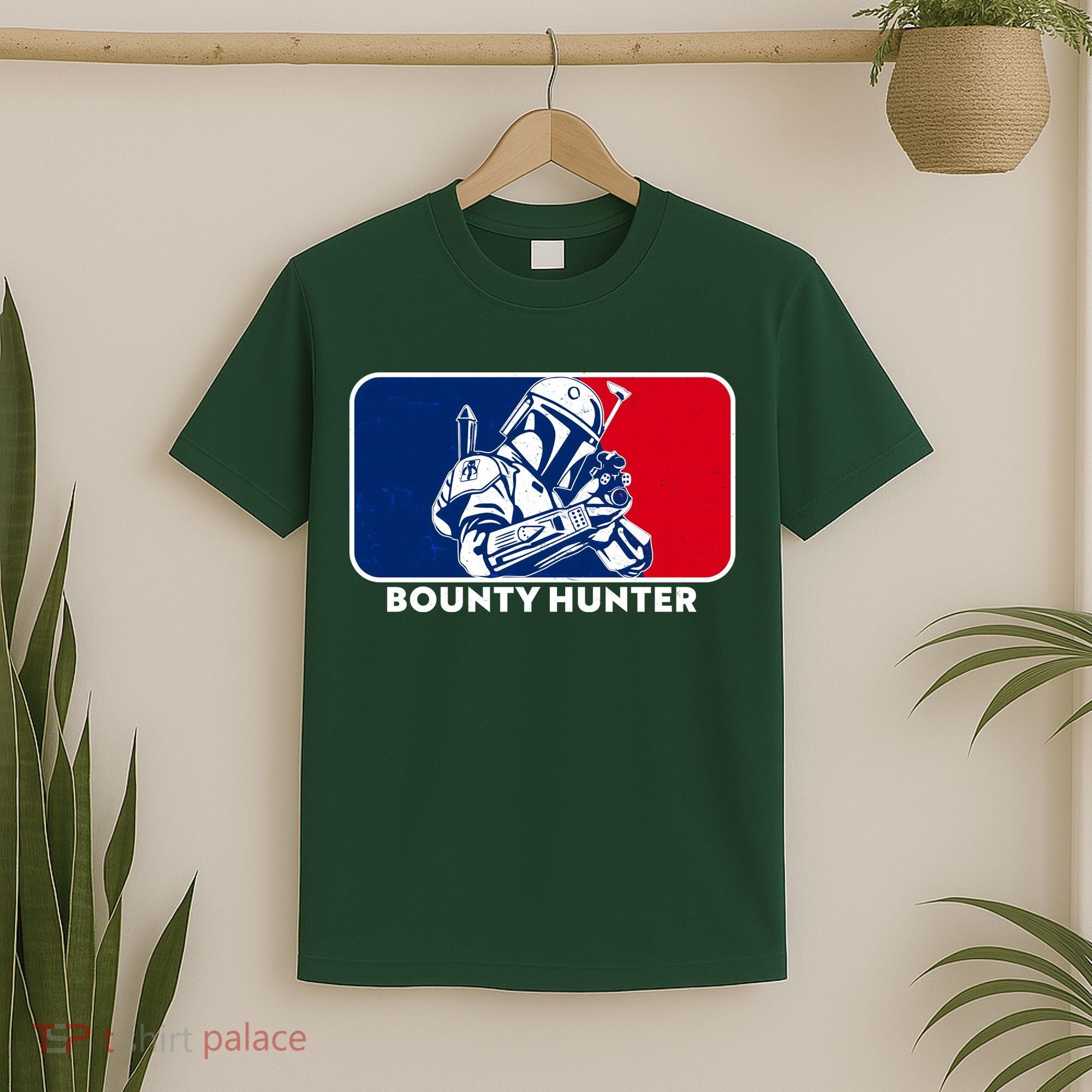 Funny Sci Fi Bounty Hunter Sports Logo T-Shirt