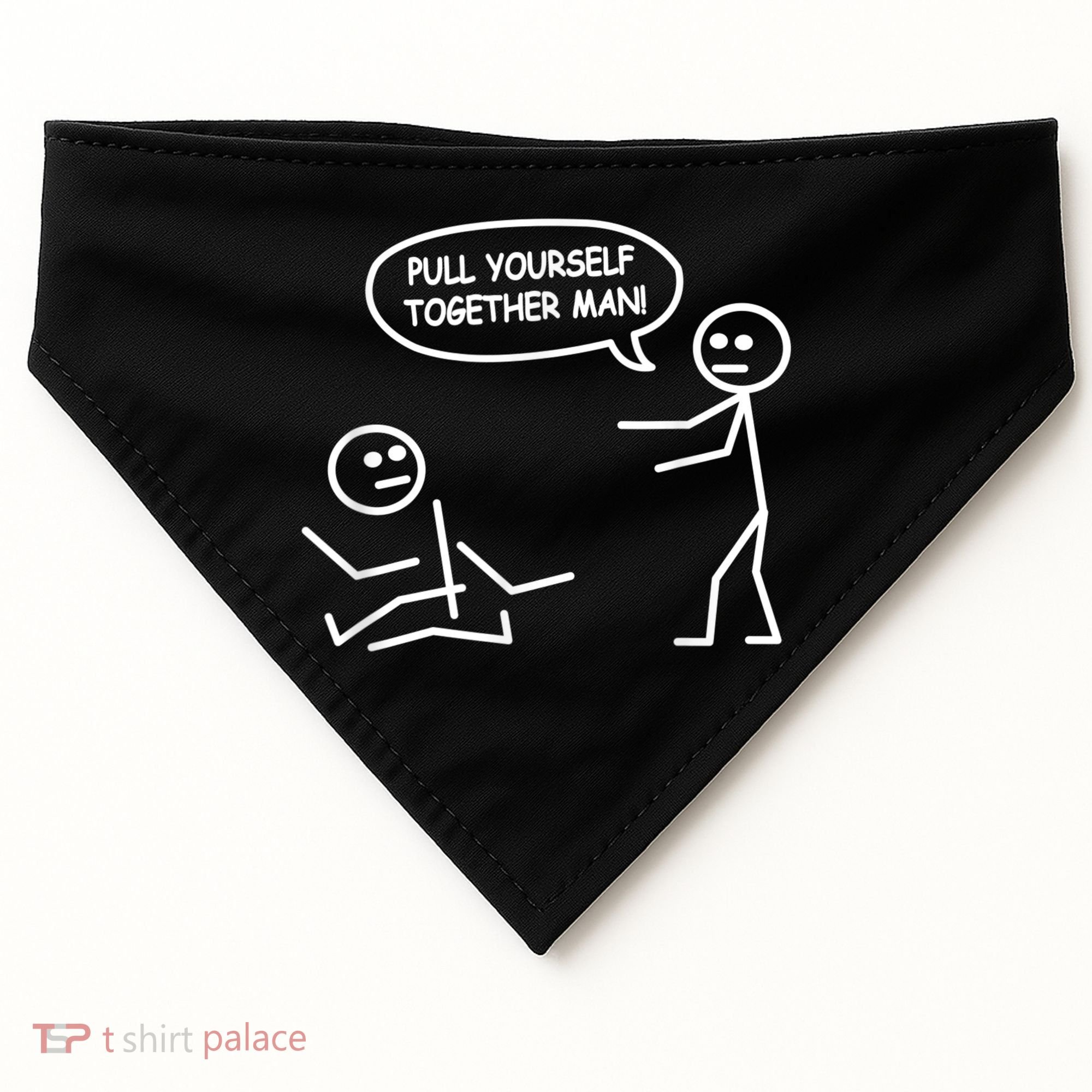 Funny Stick Figure Joke Pull Yourself Together Man USA-Made Doggie Bandana
