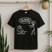 Funny Stick Figure Joke Pull Yourself Together Man T-Shirt thumb 2