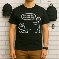 Funny Stick Figure Joke Pull Yourself Together Man T-Shirt thumb 6