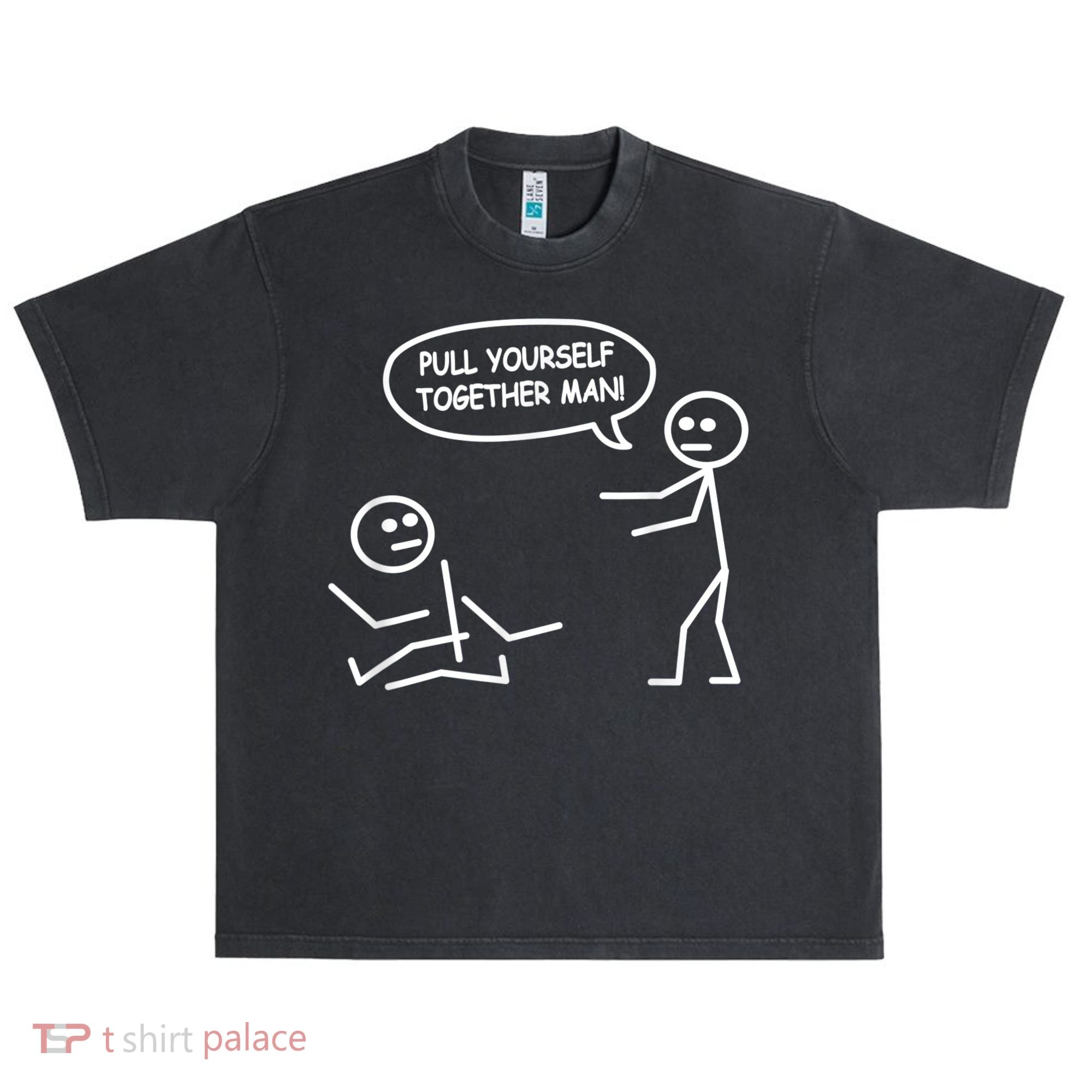Funny Stick Figure Joke Pull Yourself Together Man Urban Oversized Heavyweight T-Shirt