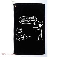 Funny Stick Figure Joke Pull Yourself Together Man Golf Towel thumb 0